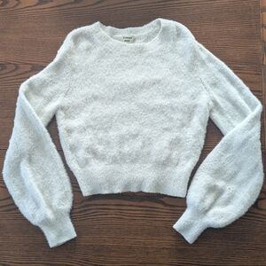 Aritzia Sunday Best Cozy off White Fuzzy Sweater with Bell sleves